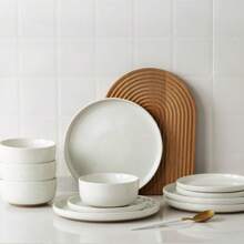 Richmount SHEIN X Heather Rae 12 Pieces Dinnerware Sets, Dishes Set For 4, Plates And Bowls Set, Perfect For Your Friend For Housewarming, Thanksgiving, Christmas