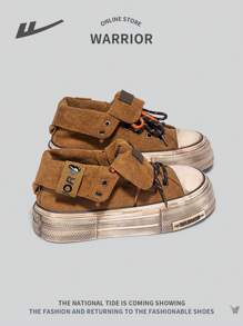 1 Pair Women's Casual Front Lace-Up Sneakers, Niche Versatile Retro Lightweight Comfortable Non-Slip Low-Top Casual Height Increase Shoes