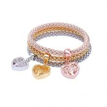 3pcs Women Multi-Color Alloy Bracelet Set, Suitable For Daily Wear