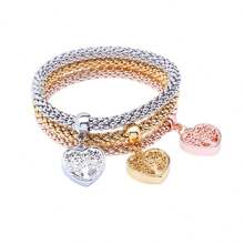 3pcs Women Multi-Color Alloy Bracelet Set, Suitable For Daily Wear