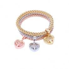 3pcs Women Multi-Color Alloy Bracelet Set, Suitable For Daily Wear