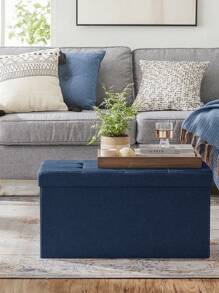SONGMICS Storage Bench, 76 Cm Storage Ottoman, Storage Chest, Footstool, Dark Blue MLSF47IN - Navy Blue - View 2