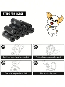 300pcs/20Rolls Extra Thick Dog Poop Bags, Leak Proof Pet Waste Bag For Dog Outdoor Walking,150pcs Infinite Ocean Dog Waste Bag Rolls, 100% Post-Consumer Poop Bags For Dogs, 150 Count Flathead, Leak-Proof, Odor-Proof Extra-Thick Black Refill Rolls, Unscented, Doggie, Doggy, Puppy Bags - Black - View 7