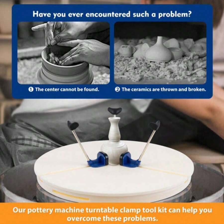 Portable Pottery Machine Turntable Clamp Pottery, Ceramic Pottery Trimming Turntable Tools Sculpting Clamp Repair Tools For Ceramic Beginners Professionals - trắng - Xem 1