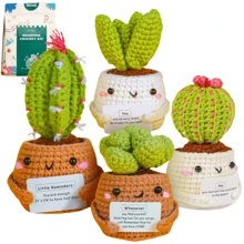 Crochet Kit | Crochet Kit For Beginners | Emotional Support Succulent Crochet Knitting Kit With Step By Step Video Lessons | 4 PC Succulent Crochet Kit With Crochet Accessories(40%+ Yarn)