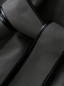 Áo khoác dài tay thắt lưng thời trang đi làm và đi học cho nữ, thanh lịch, thu/đông - Màu xám đen - Xem 3