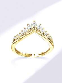 1pc V-Shape Crown Ring Ladies Jewelry For Women S925 Sterling Silver Elegant Promise Ring For Couple Wedding Fine Jewelry Gift For Girls