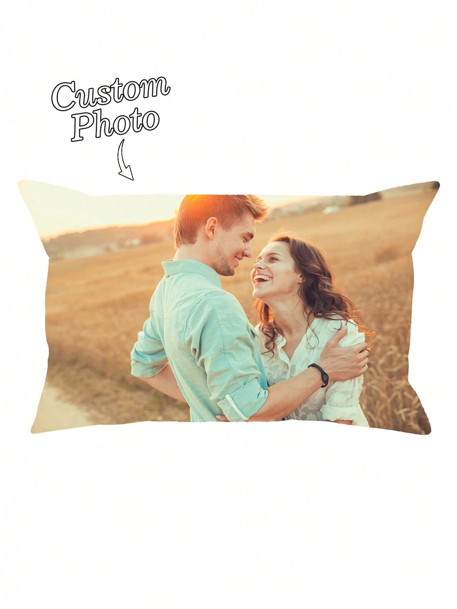 1 Stück individuell gestalteter Paar-Foto DIY Kissenbezug, ein wärmender, personalisierter Geschenkidee für Paar, Familie, Muttertag, Vatertag, Erntedankfest, Lehrertag, Valentinstag, Hochzeitstag, einseitig bedruckter Kissenbezug