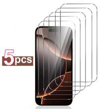 5pcs Screen Protector Compatible With Iphone 16 Pro Max 15 14 Plus 13 12 Mini 11 Tempered Glass Anti Scratch 9H Hardness Case Friendly