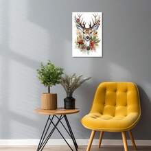 1pc Deer Canvas Prints Wall Art For Reindeer Pictures Funny Animal Paintings Winter Painting ,Canvas Print Painting Gift For Bedroom, Dining Room, Living Room, Office, Bathroom Kitchen, Home Decor, Framed, Ready To Hang