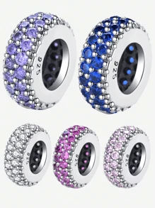 1pc Minimalist Crystal DIY Pendant, White Beads, Women Jewelry Bracelet & Necklace Accessory, 925 Sterling Silver, Exquisite Jewelry Making