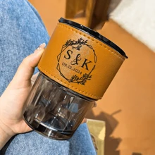 1 件，定制玻璃水杯，饮料杯，可重复使用的双层隔热玻璃咖啡杯，带激光打印精美图案的杯子套装，带吸管和盖子 - 用途广泛，聚苯乙烯材料，创意高美学设计，竹吸管，送给家人/同事/朋友的生日礼物，节日礼物，纪念礼物，感恩节礼物，派对礼物，圣诞礼物 - 多色 - 查看 7
