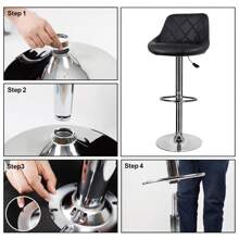 Bar Stool Breakfast Bar Stool With Chrome Footrest And Base Swivel Gas Lift Kitchen Stool For Breakfast Bar/Counter/Kitchen/Home Barstools (Black) - Black - View 6