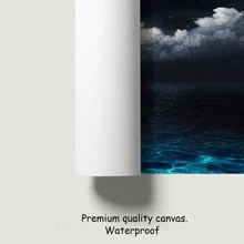 1 Pieza Póster de paisaje nocturno oceánico moderno sin marco, decoraciones Rama, arte de pared en lienzo impermeable, pintura artística para regalo, sala de estar, dormitorio, comedor, oficina, baño, cafetería, bar, decoración estética de pared, decoración del hogar y la residencia