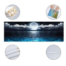 1 Pieza Póster de paisaje nocturno oceánico moderno sin marco, decoraciones Rama, arte de pared en lienzo impermeable, pintura artística para regalo, sala de estar, dormitorio, comedor, oficina, baño, cafetería, bar, decoración estética de pared, decoración del hogar y la residencia