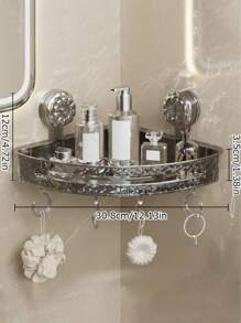 1 pièce Étagère d'angle de salle de bain avec crochet, porte-serviettes mural, étagères de douche gain de place sans perçage, organisateur de rangement de salle de bain, décoration de salle de bain, organisateur de salle de bain, décoration d'automne, rentrée des classes