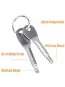 2 In 1 Keychain Screwdriver Set Mini Pocket Philli And Flat Head Screwdriver With Key Ring Outdoor Survival Emergency Handy Tool Multifunction Repair Kit
