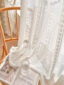 Bedroom Hollow Curtain Gauze Curtain 1PC Japanese Artistic Style Living Room - Multicolor - View 1