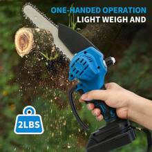 2-In-1 Cordless Pole Saw, Brushless Mini Chainsaw Cordless With Pole, 2 Pack 21500mAh Batteries Powered Pole Saws For Tree Trimming, 13ft Reach Electric Saw For Trees With Pole - Màu xanh lam - Xem 2