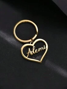 1pc Personalized Heart Shaped Keychain, Stainless Steel Romantic Engraved Letter Key Chain, Love Theme Customizable Keyring For Women, Gift For Valentine's Day
