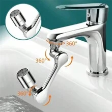 Universal 1080° Rotation Faucet Extender Spray Head Kitchen Robot Arm Mixer Aerator Bubbler Water Tap Nozzle - Silver - View 9