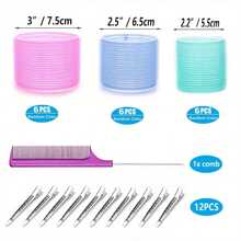 31 piezas Clips grandes de 3 pulgadas para rizar el cabello largo que se sujetan por sí solos. Material para peluquería de rizador grande de uso seguro y fácil, adecuado para el cuidado diario del cabello, rodillos para el cabello, rizos sin calor, rizado del cabello, productos y accesorios para el cabello para salón de belleza, esenciales de viaje - 31 piezas - Ver 3