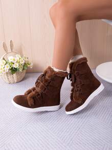 Modische, stilvolle, sexy, vielseitige, wasserdichte Plateau-Kurzstiefel, bequeme, süße Kurzstiefel mit niedrigem Absatz und rutschfester Sohle, Outdoor-Country-Resort-Stiefel für Damen, Schneestiefel, Wadenlange Stiefel, Keilabsatz-Stiefel mit dicker Sohle, Cowboystiefel, Kampfstiefel, Partyschuhe, Laufstiefel, Wanderstiefel, Schnürstiefel, warme, flauschige, strapazierfähige Schuhe