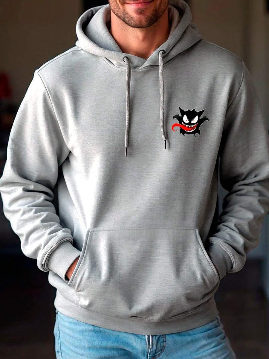 Men's Flannel Printed Hoodie Sweatshirt Streetwear - Xám - Xem 1