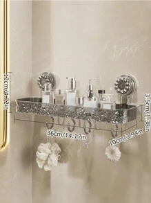 1 pièce Étagère d'angle de salle de bain avec crochet, porte-serviettes mural, étagères de douche gain de place sans perçage, organisateur de rangement de salle de bain, décoration de salle de bain, organisateur de salle de bain, décoration d'automne, rentrée des classes