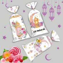 50 piezas Nuevas bolsas de caramelos, bolsas de regalo de fiesta con diseño de estrella, luna y castillo, bolsas de embalaje de meriendas y caramelos, surtido para el Día de San Valentín