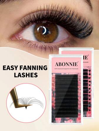 LAKANAKU Abonnie 12排D卷曲羊绒易扇形睫毛 绽放睫毛延长花束预制延长睫毛 0.03毫米 0.05毫米 0.07毫米 10-16毫米 超浓密扇形睫毛混合 8-15毫米 14-22毫米 18-25毫米 自动开花快速绽放睫毛化妆睫毛簇，睫毛簇，单根睫毛，睫毛，假睫毛