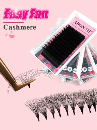 LAKANAKU Abonnie 12Rows CC Curl Cashmere Easy Fan Lashes Blommande Lashes Extension Färdiga Ögonfransförlängningar 0.03mm 0.05mm 0.07mm 10-16mm Mega Volume Fläktögonfransar Mix 8-15mm 14-22mm 18-25mm Automatisk Blomning Snabbblommande Ögonfrans Makeup Cilios Franskluster, Ögonfranskluster, Individuella Ögonfransar, Fransar, Lösögonfransar