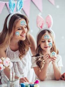 500pcs/Roll Cute Rabbit Hole Themed Holiday Self-Adhesive Stickers Roll, Easter Bunny Happy DIY Decoration Circle Labels Suitable For Baking Cards, Gifts Packaging, Envelopes, Crafts, Waterproof PVC Non-Adhesive Back To School