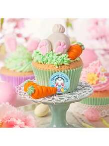 500pcs/Roll Cute Rabbit Hole Themed Holiday Self-Adhesive Stickers Roll, Easter Bunny Happy DIY Decoration Circle Labels Suitable For Baking Cards, Gifts Packaging, Envelopes, Crafts, Waterproof PVC Non-Adhesive Back To School