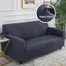 1入優質聚酯纖維實色全季現代風格長方形高彈性防寵物毛髮沙發套,可水洗,適用於客廳家庭使用 - 咖啡棕 - 查看 1