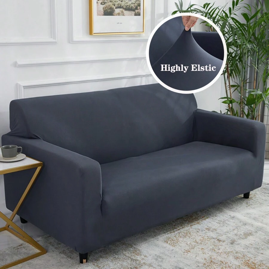 1入優質聚酯纖維實色全季現代風格長方形高彈性防寵物毛髮沙發套,可水洗,適用於客廳家庭使用 - 咖啡棕 - 查看 1