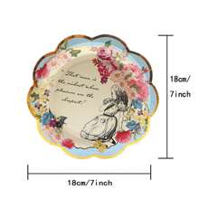 12 件仙境派对纸盘非常适合茶会、生日派对、新娘送礼会、婚礼派对、复古花卉纸盘，适合花卉花园茶壶茶会、圣诞新年感恩节派对 - 如圖所示 - 查看 2