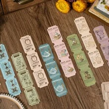 YUXIAN 40张/包复古票据备忘录贴纸，创意美学贴纸，DIY装饰拼贴手工材料，节日礼物，个性化剪贴簿学习用品，返校剪贴簿用品，趣味贴纸，笔记本电脑贴纸，Kindle手机贴纸 - 粉色 - 查看 4