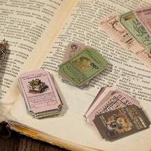 YUXIAN 40张/包复古票据备忘录贴纸，创意美学贴纸，DIY装饰拼贴手工材料，节日礼物，个性化剪贴簿学习用品，返校剪贴簿用品，趣味贴纸，笔记本电脑贴纸，Kindle手机贴纸 - 粉色 - 查看 7