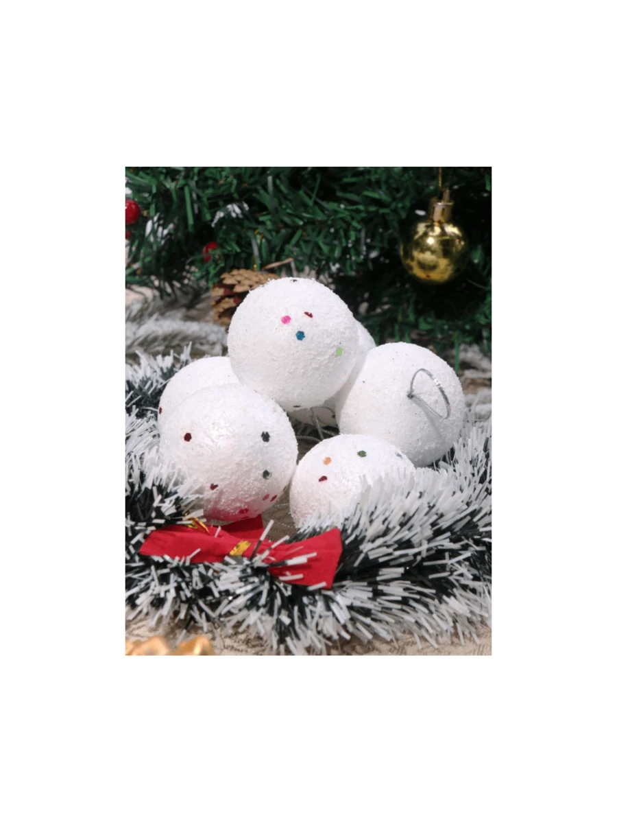 KIT 6 Decorative Christmas Balls Christmas Tree Ornament White Christmas Decoration Ball 5/6/7/8cm - trắng - Xem 1