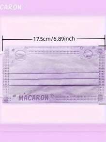 50pcs Macaron Disposable 3-Ply Face Masks, Breathable Adult Protection, Individually Packaged - Multicolor - View 4