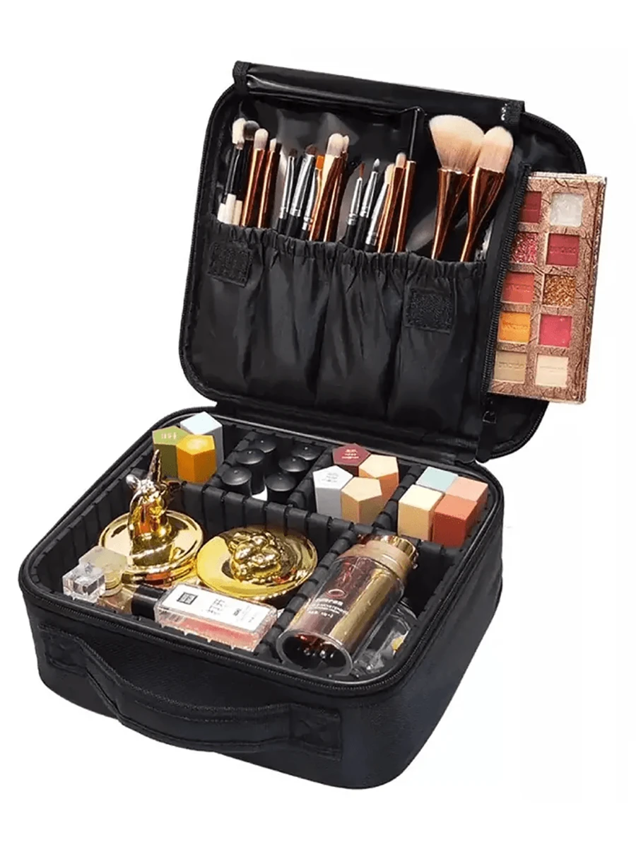 Makeup Case Salon Barber Tools Box Cosmetic Bag Brush Organizer And Storage Travel Box - Black - View 1