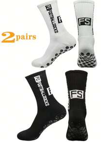 2 pares de calcetines deportivos para hombre, calcetines de baloncesto y fútbol, opciones de varios colores, antideslizantes, gruesos, que absorben la humedad, con suela acolchada duradera para gimnasio