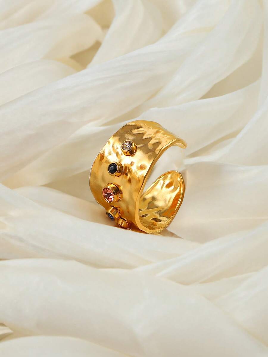 Sparkling Diamond Luxury Decorative Stainless Steel Ring