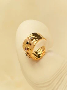 Sparkling Diamond Luxury Decorative Stainless Steel Ring