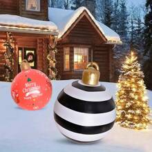 1 件充气圣诞树印花装饰球、节日派对装饰、圣诞节 - 彩色 - 查看 8