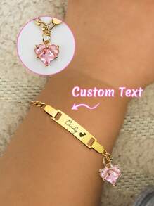 1pc Customized Name Stainless Steel Bracelet, Cute Flower/Heart DIY Birthday Gift, Darling Boys Girls Jewelry, Suitable For Anniversary, Birthday For Boys And Girls, Fun And Meaningful Gift 12cm+3cm