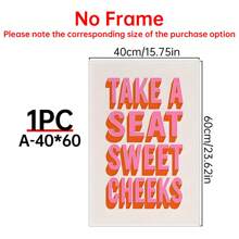 1 pieza de arte con texto "Sweet Cheeks", póster naranja, decoración de pared retro beige para baño, diseño de cita vibrante y divertida, decoración para el hogar, póster de lienzo de pared, arte de pared de lienzo moderno, pósteres para habitación, artículos de decoración para habitación, decoración del hogar, decoración de habitación estética, decoración occidental, decoración para baño, cocina, sala de estar, dormitorio, oficina - Multicolor - Ver 12