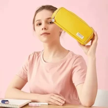 Lapiceras Escolares Doble Capa De Gran Capacidad Estuche - Amarillo - Ver 4