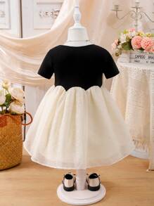 European And American Style Girl Summer New Patchwork Short Sleeve Princess Dress